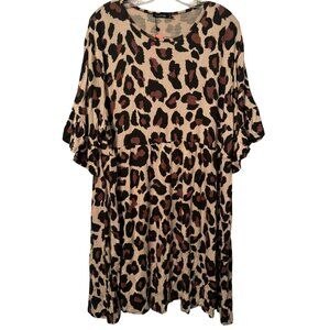 Boohoo Plus Size Leopard Print Dress size 2X  stretch animal print women dress